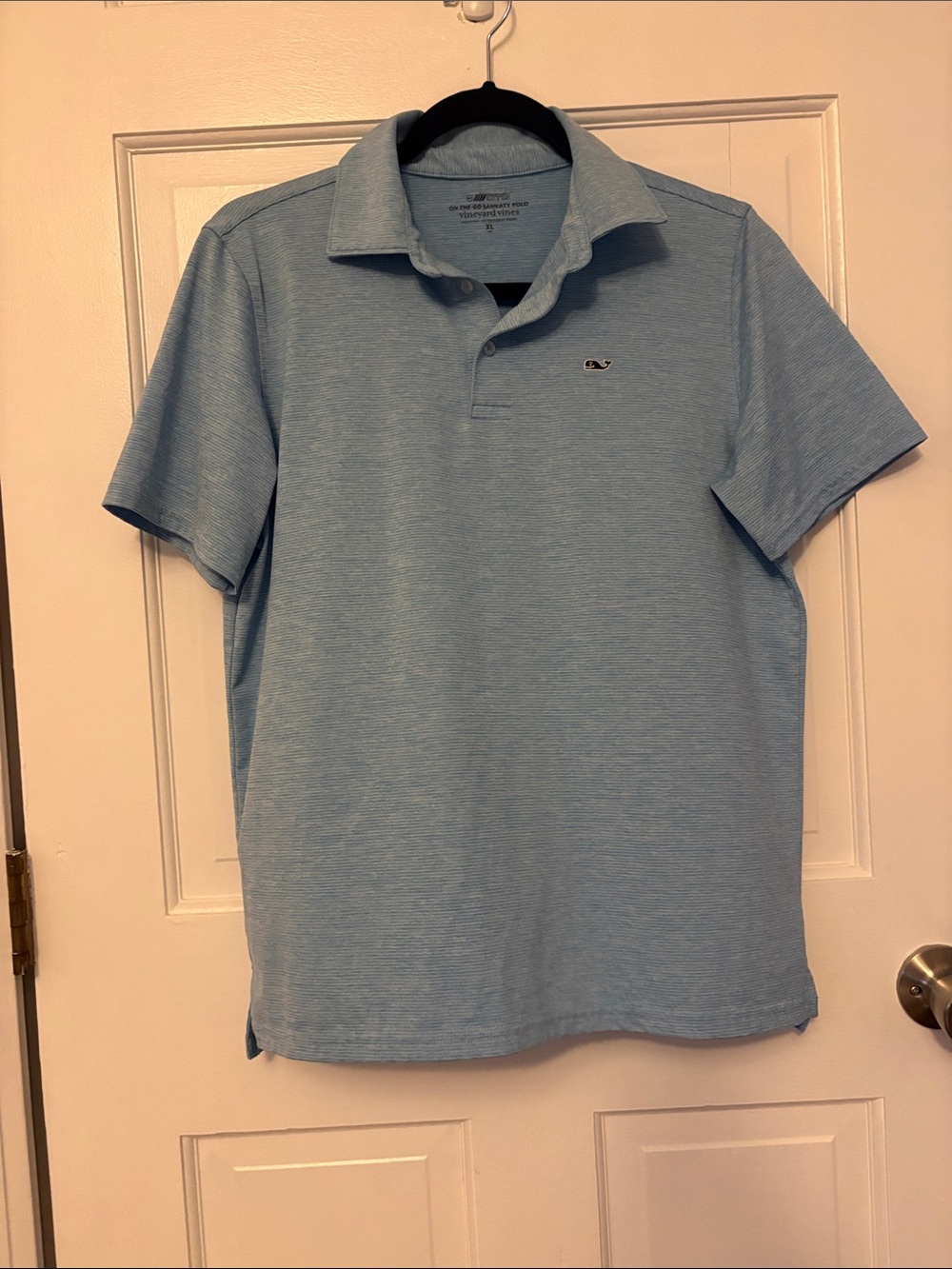 Vineyard Vines On-The-Go Sankaty Polo Boys XL Light Blue Performance Whale Logo
